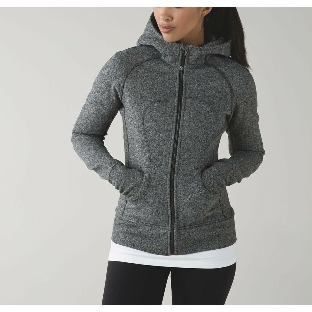 LULULEMON Scuba Hoodie II Heathered Gray Speckled Black Zip Jacket Sweatshirt 6